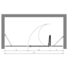 Alcove shower screen Hietakari Bläk 826 New York – dimension drawing Alcove shower screen Hietakari Bläk 826 New York, fixed wall + folding door with fixed part – 2