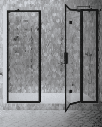 Alcove shower screen Hietakari Bläk 826 New York, fixed wall + folding door with fixed part