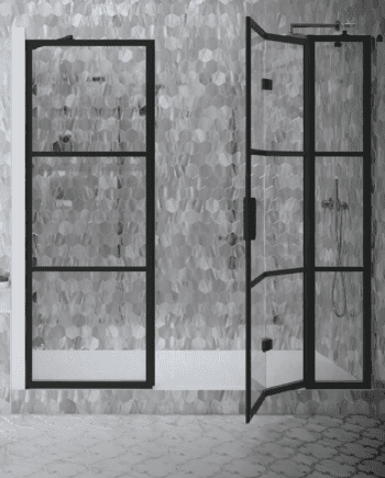 Alcove shower screen Hietakari Bläk 827 Tokyo, fixed wall + folding door with fixed part