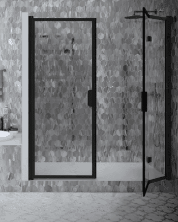 Alcove shower screen Hietakari Bläk 829 New York, white frame, clear glass