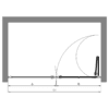 Alcove shower screen Hietakari Bläk 830 Tokyo – dimension drawing Alcove shower screen Hietakari Bläk 830 Tokyo, hinged door + folding door – 2