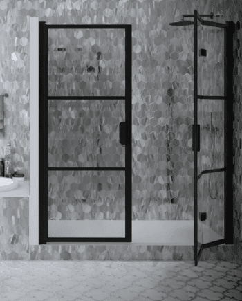 Alcove shower screen Hietakari Bläk 830 Tokyo, hinged door + folding door
