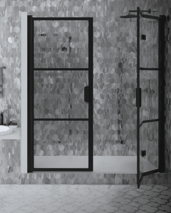 Alcove shower screen Hietakari Bläk 830 Tokyo, hinged door + folding door