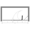 Alcove shower screen Hietakari Bläk 834 Tokyo – dimension drawing Alcove shower screen Hietakari Bläk 834 Tokyo, hinged door + folding door with fixed part – 2