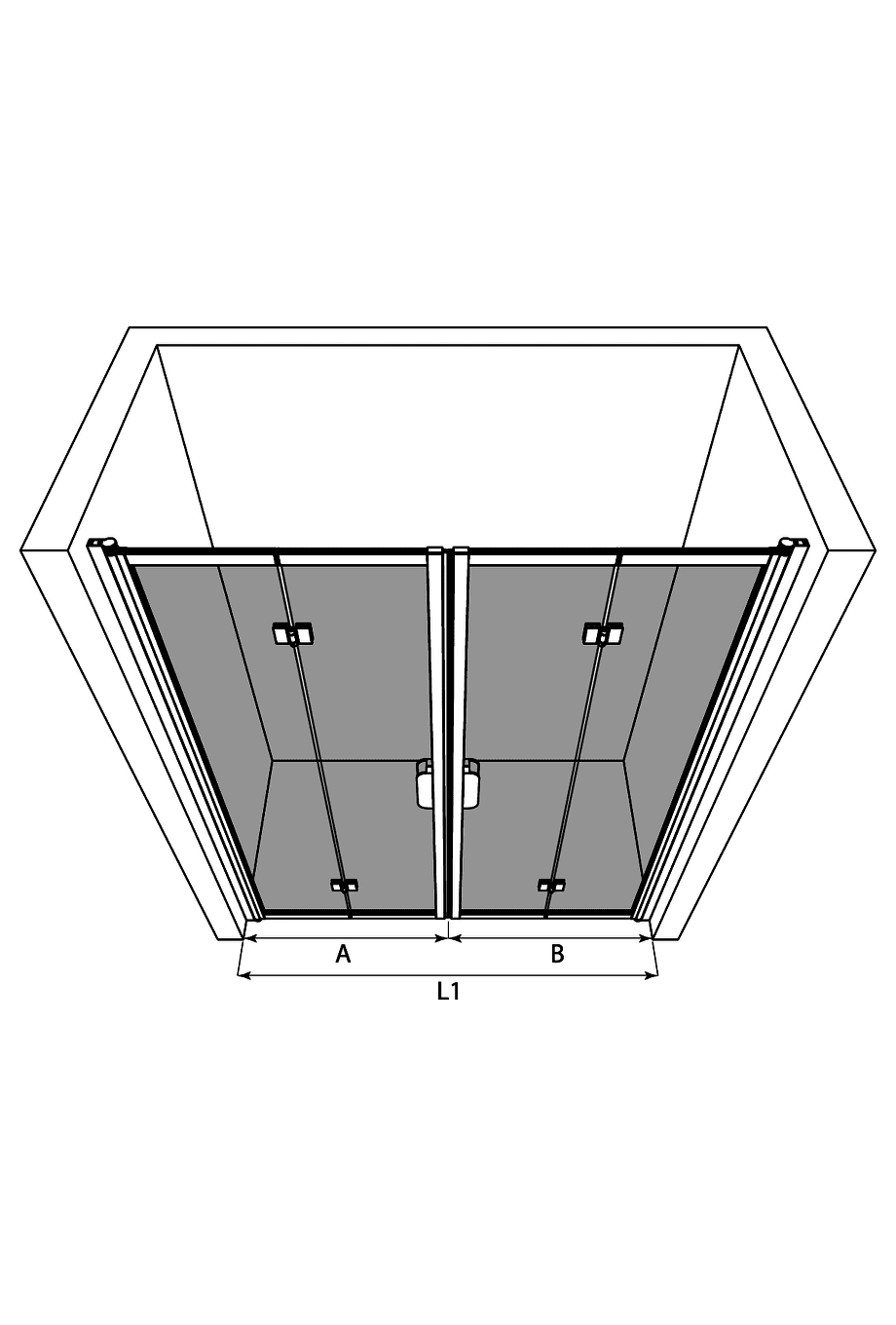 Alcove shower screen Hietakari Bläk 836 New York, folding door + folding door – 3