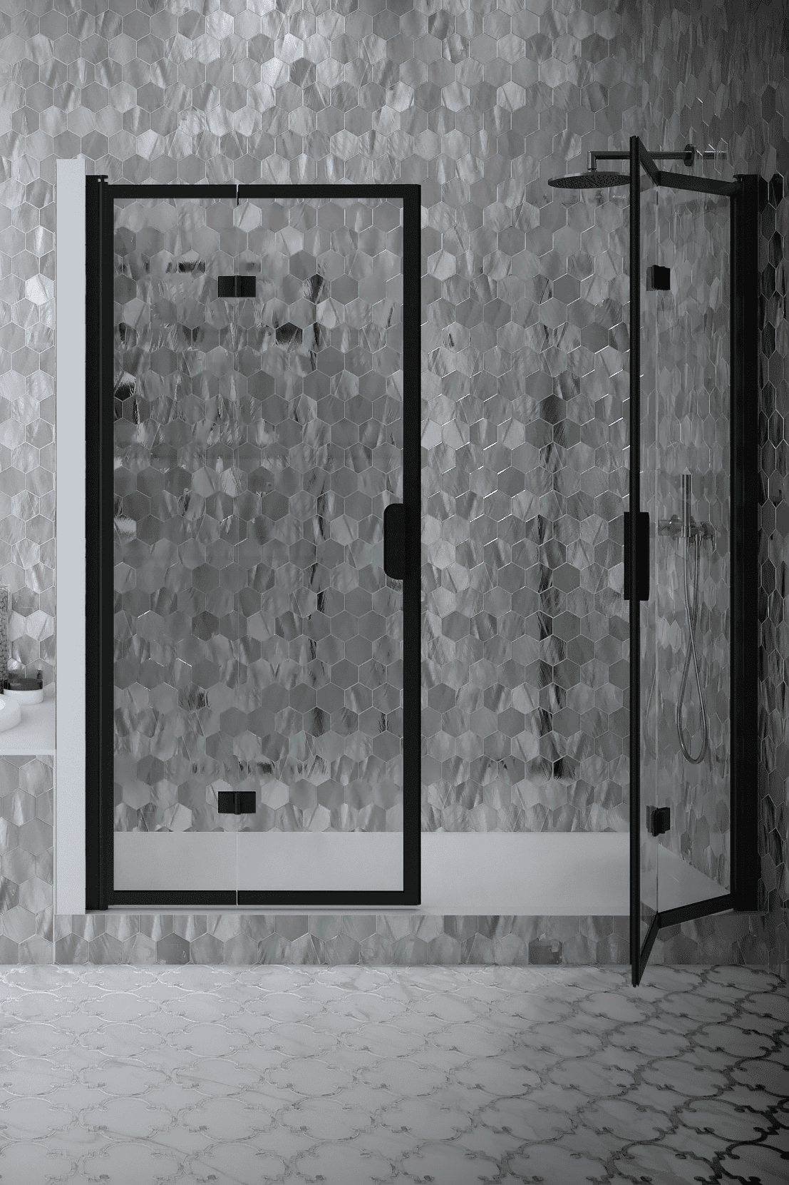 Alcove shower screen Hietakari Bläk 836 New York, folding door + folding door – 7