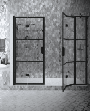 Alcove shower screen Hietakari Bläk 839 Tokyo, hinged door + hinged door with fixed part