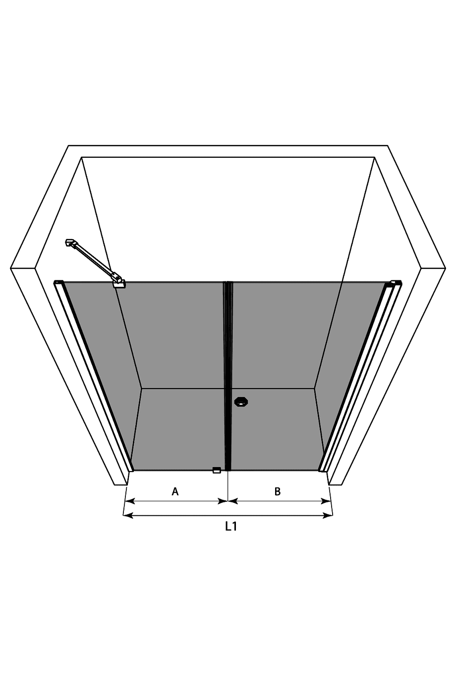 Alcove shower screen Hietakari Forma 317, fixed wall + hinged door – 3