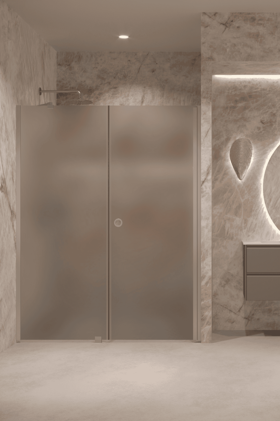Alcove shower screen Hietakari Forma 317, aluminium frame, grey satin glass Alcove shower screen Hietakari Forma 317, aluminium frame, grey satin glass