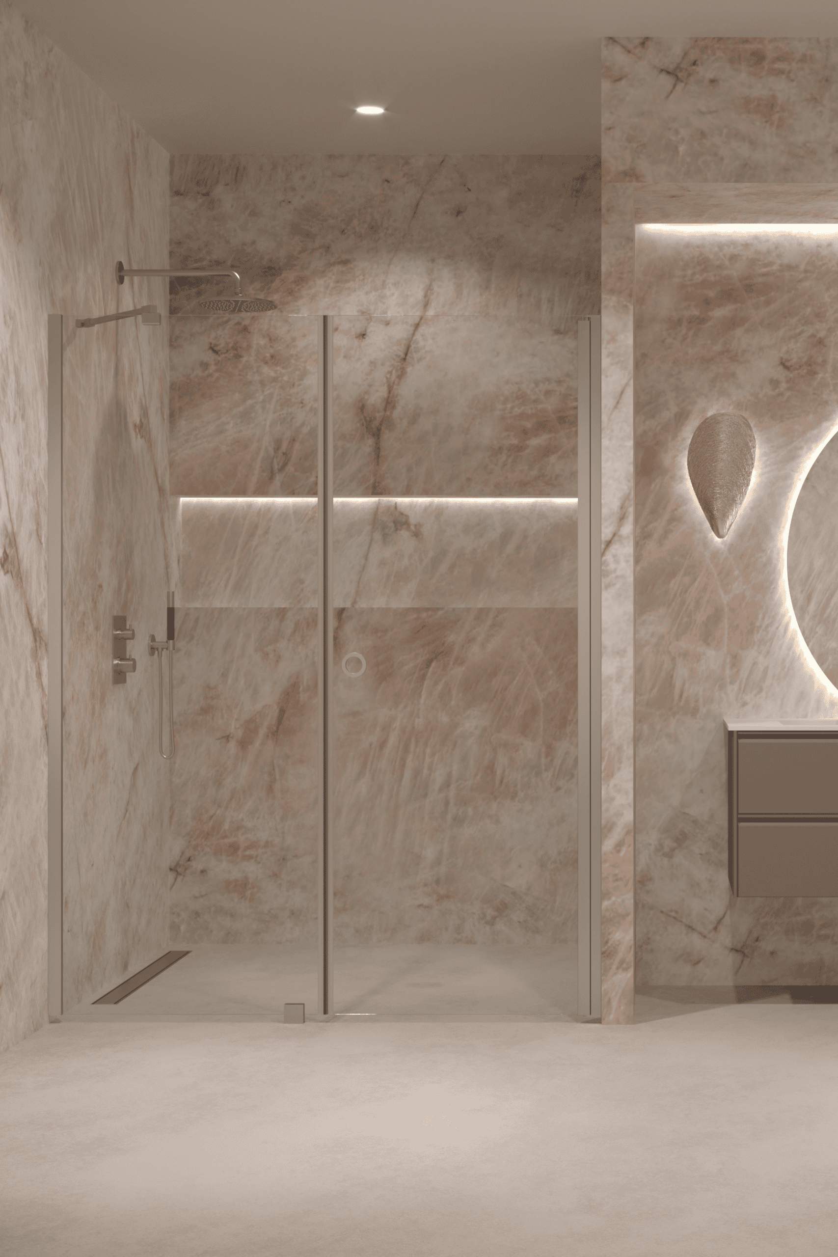 Alcove shower screen Hietakari Forma 317, fixed wall + hinged door – 5
