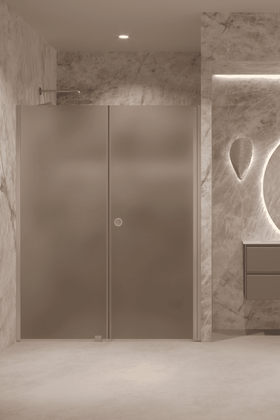 Alcove shower screen Hietakari Forma 317, aluminium frame, brown satin glass Alcove shower screen Hietakari Forma 317, aluminium frame, brown satin glass