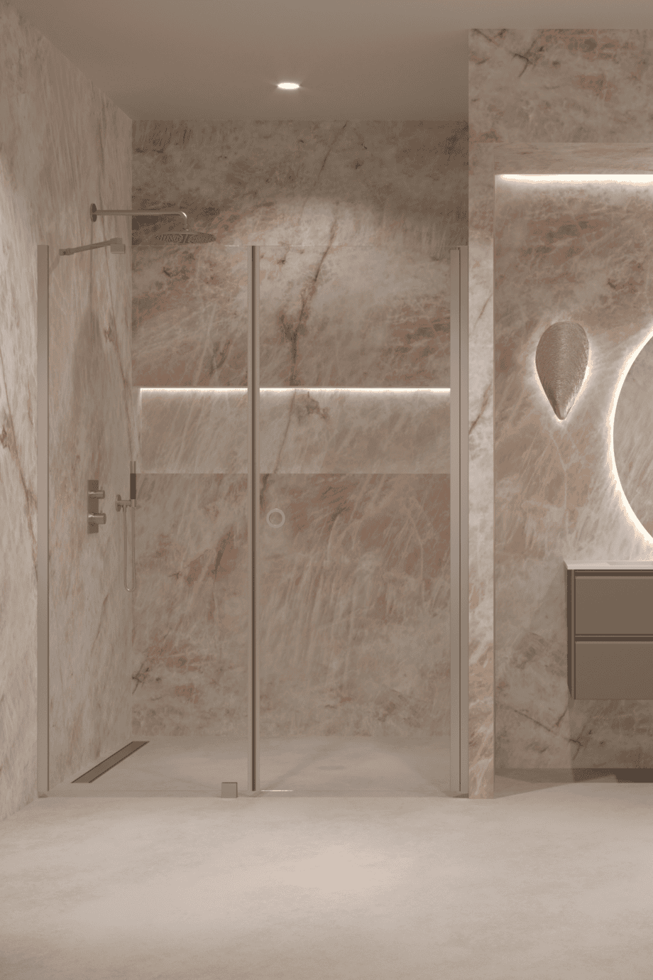 Alcove shower screen Hietakari Forma 317, aluminium frame, super bright glass Alcove shower screen Hietakari Forma 317, aluminium frame, super bright glass