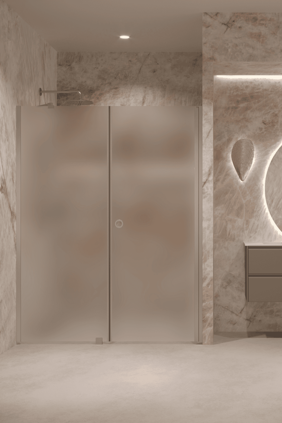 Alcove shower screen Hietakari Forma 317, aluminium frame, super bright satin glass Alcove shower screen Hietakari Forma 317, aluminium frame, super bright satin glass