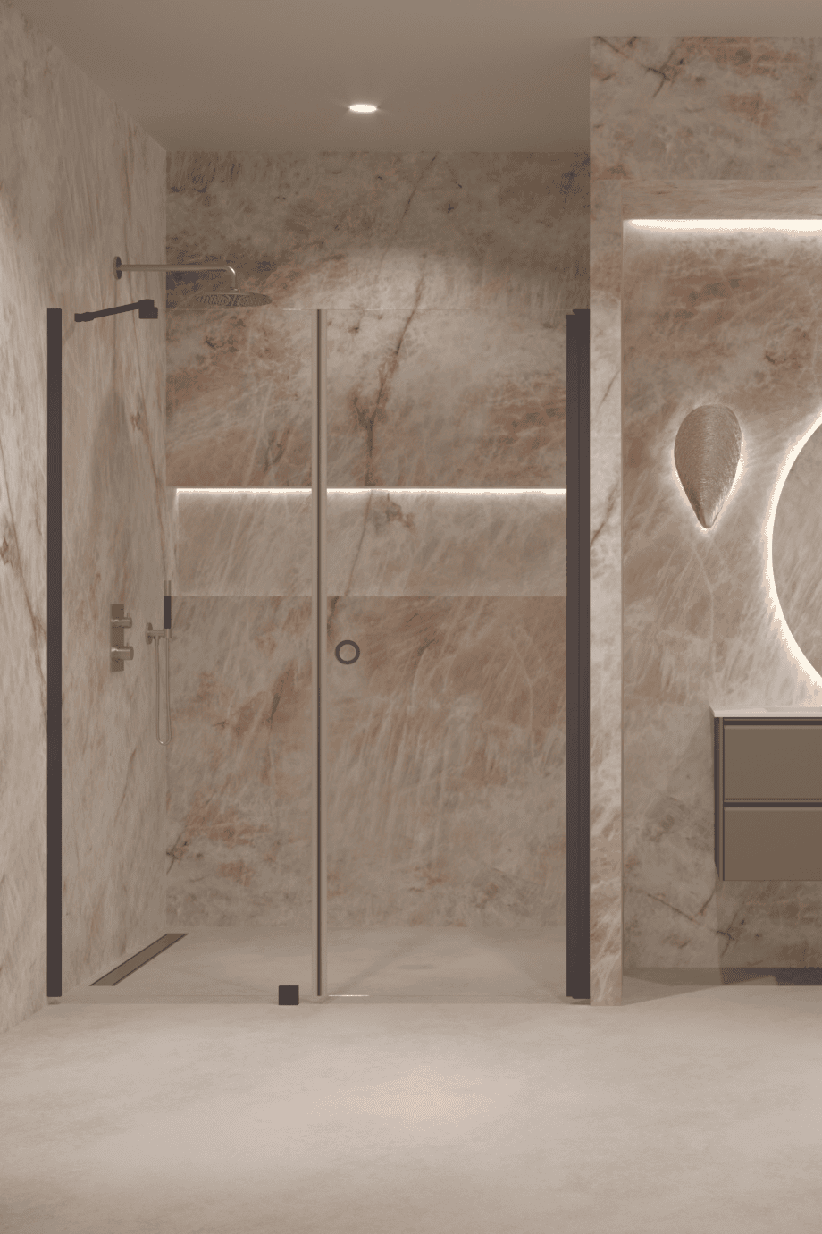 Alcove shower screen Hietakari Forma 317, Cocoa frame, super bright glass Alcove shower screen Hietakari Forma 317, Cocoa frame, super bright glass