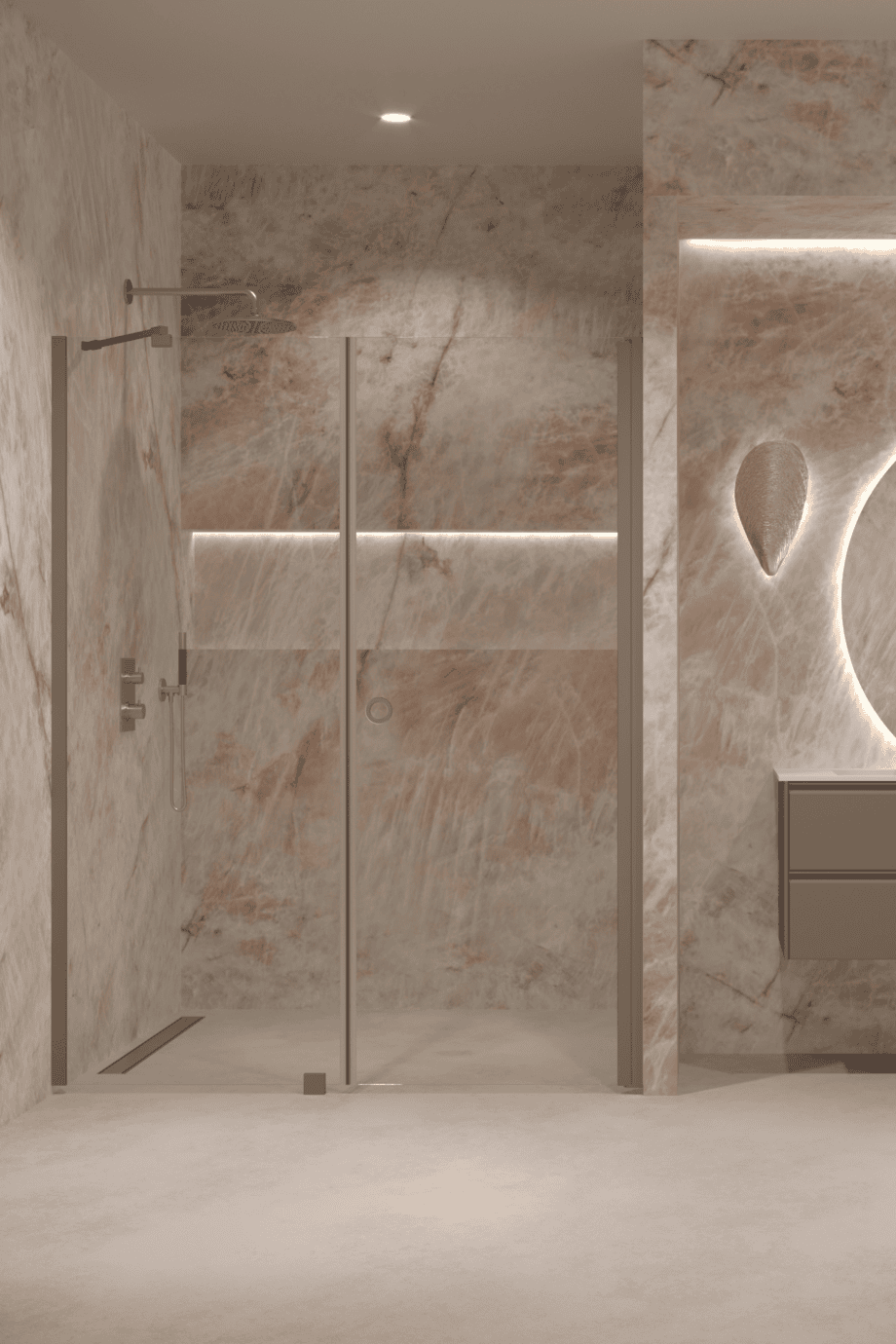 Alcove shower screen Hietakari Forma 317, fixed wall + hinged door – view 8 Alcove shower screen Hietakari Forma 317, fixed wall + hinged door – 8