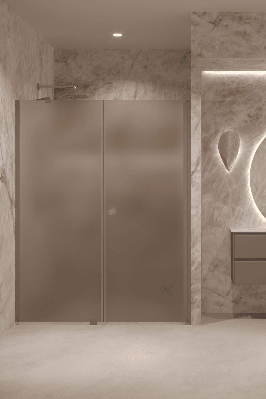 Alcove shower screen Hietakari Forma 317, Mocha frame, brown satin glass Alcove shower screen Hietakari Forma 317, Mocha frame, brown satin glass
