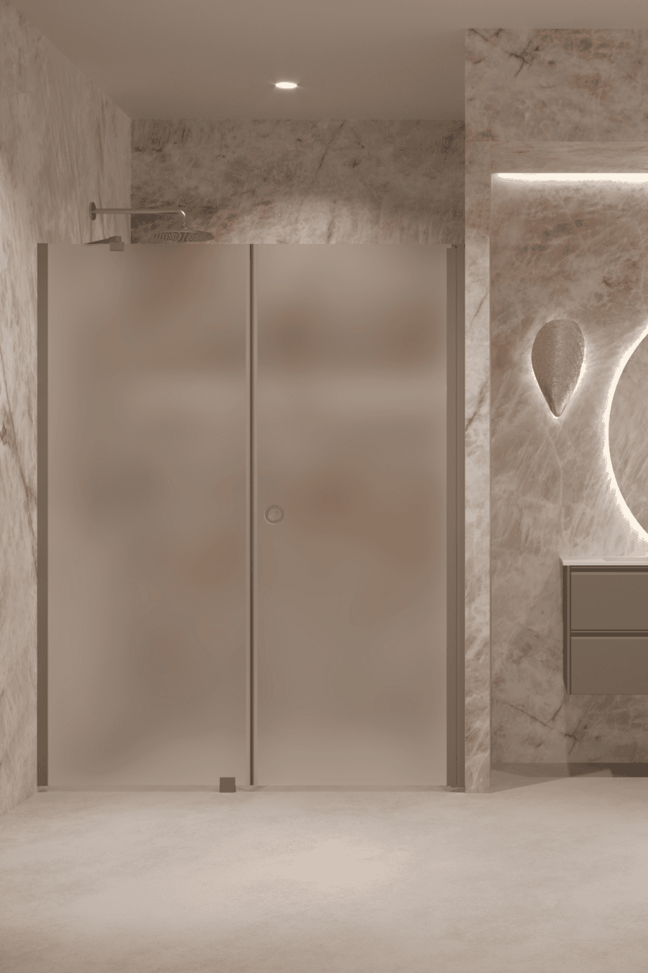 Alcove shower screen Hietakari Forma 317, Mocha frame, super bright satin glass Alcove shower screen Hietakari Forma 317, Mocha frame, super bright satin glass