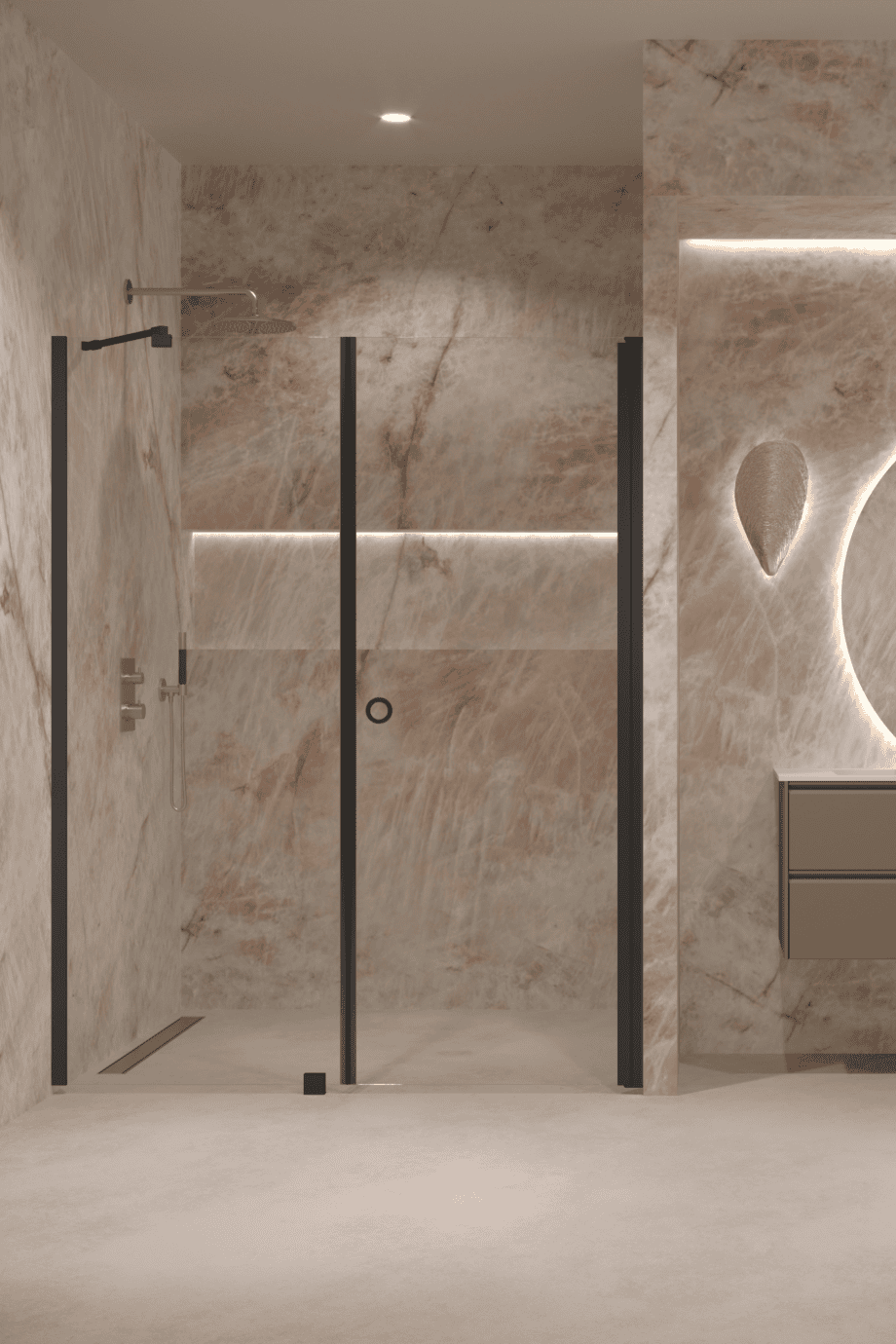 Alcove shower screen Hietakari Forma 317, black frame, clear glass Alcove shower screen Hietakari Forma 317, black frame, clear glass