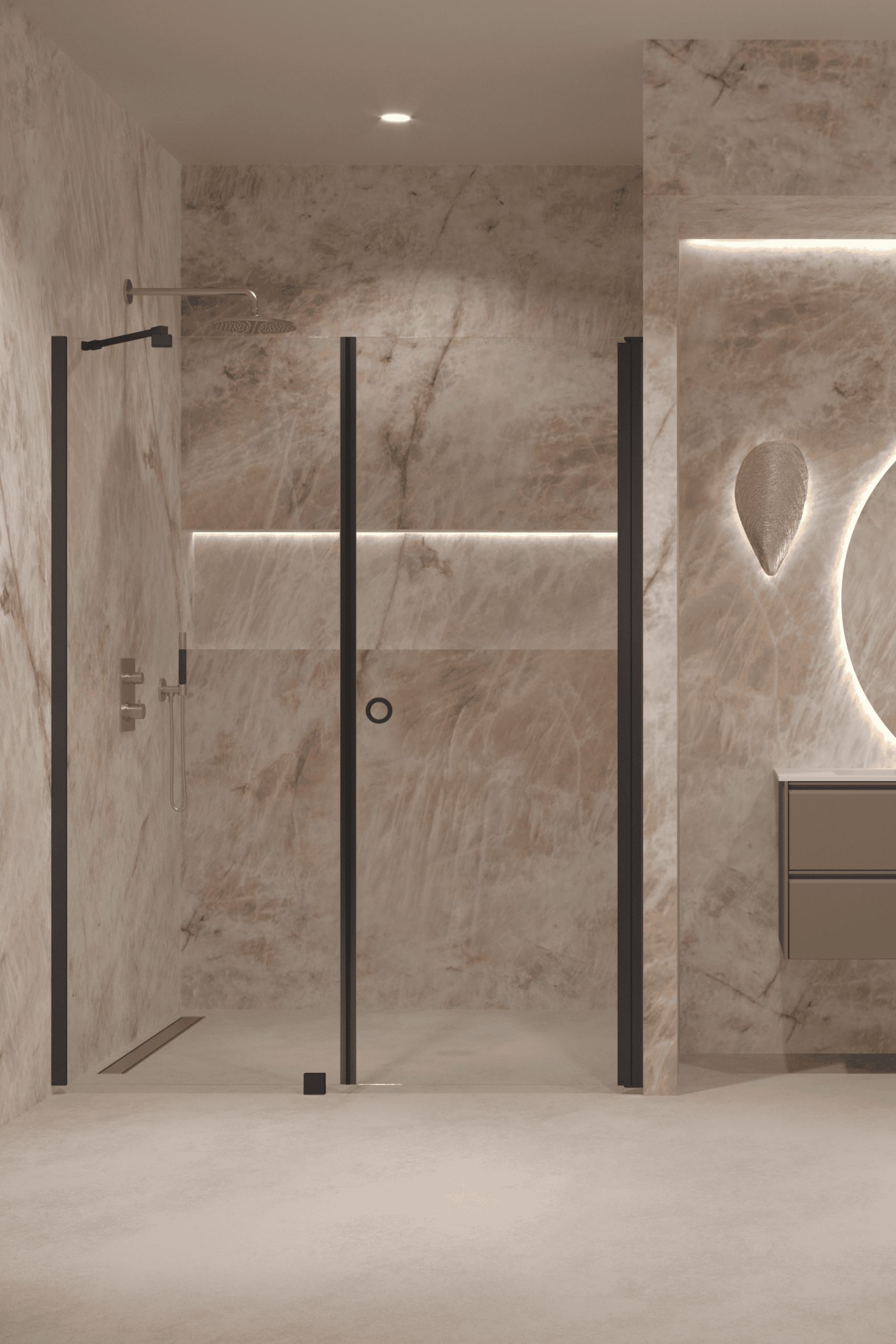 Alcove shower screen Hietakari Forma 317, black frame, clear glass Alcove shower screen Hietakari Forma 317, black frame, clear glass