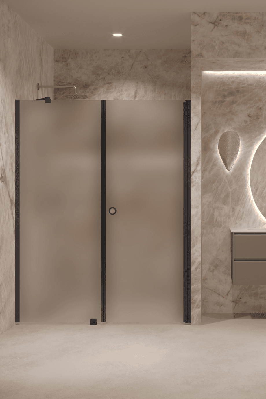 Alcove shower screen Hietakari Forma 317, black frame, satin frosted glass Alcove shower screen Hietakari Forma 317, black frame, satin frosted glass