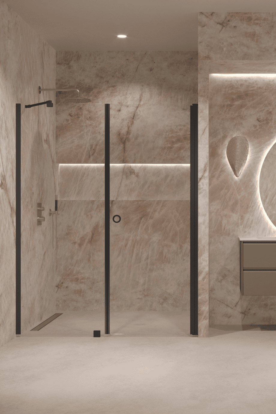 Alcove shower screen Hietakari Forma 317, black frame, super bright glass Alcove shower screen Hietakari Forma 317, black frame, super bright glass