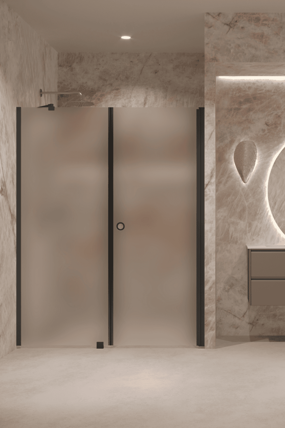 Alcove shower screen Hietakari Forma 317, black frame, super bright satin glass Alcove shower screen Hietakari Forma 317, black frame, super bright satin glass