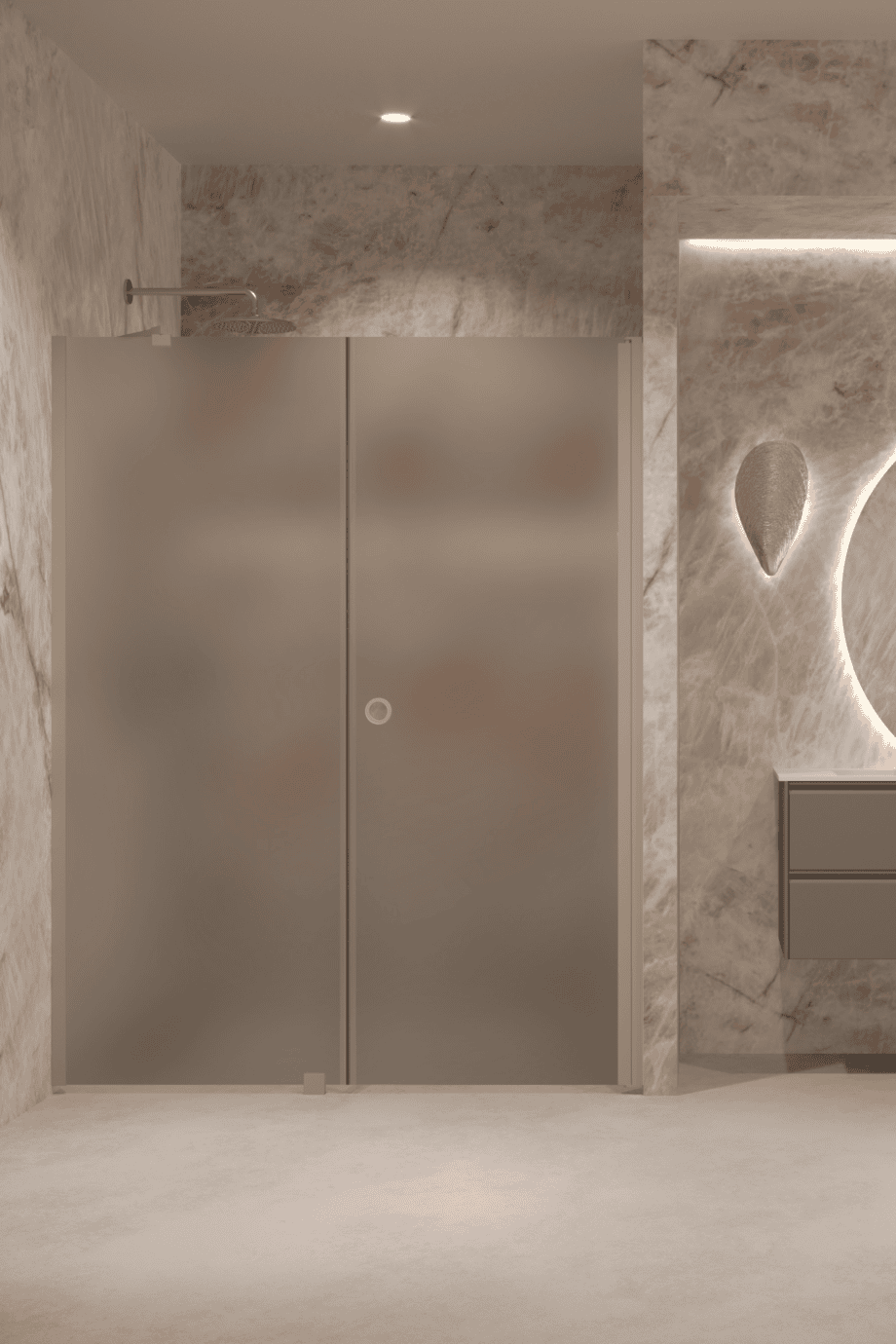 Alcove shower screen Hietakari Forma 317, Sand frame, grey satin glass Alcove shower screen Hietakari Forma 317, Sand frame, grey satin glass