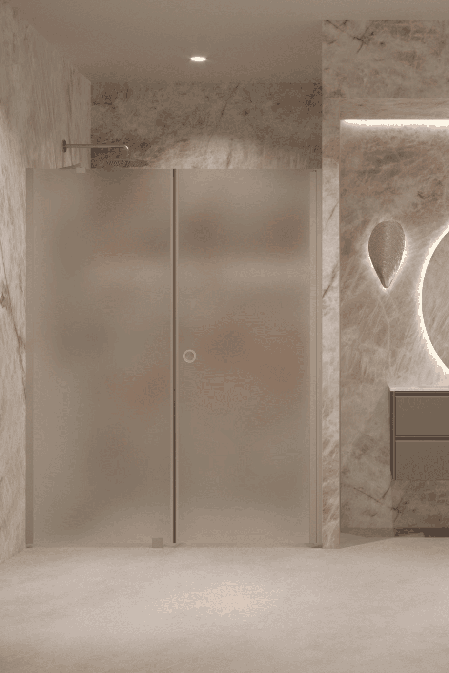 Alcove shower screen Hietakari Forma 317, Sand frame, satin frosted glass Alcove shower screen Hietakari Forma 317, Sand frame, satin frosted glass