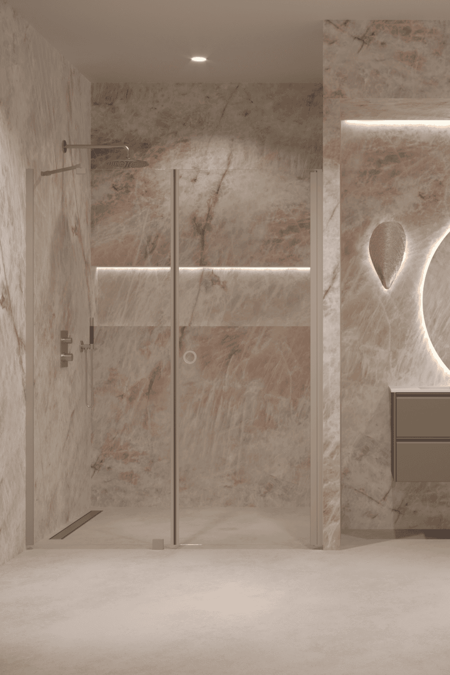 Alcove shower screen Hietakari Forma 317, Sand frame, super bright glass Alcove shower screen Hietakari Forma 317, Sand frame, super bright glass