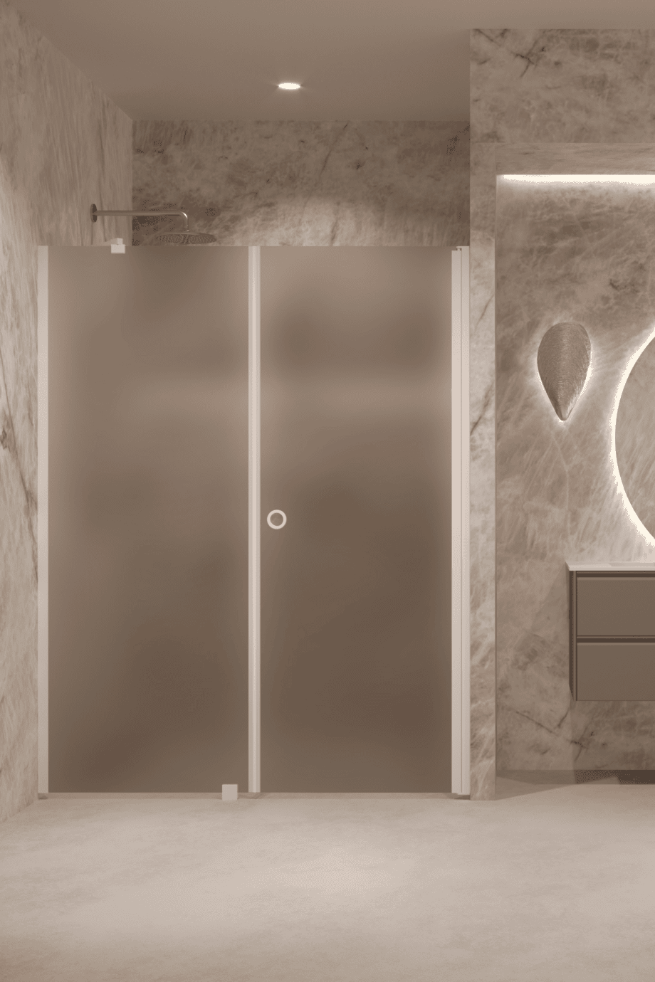 Alcove shower screen Hietakari Forma 317, white frame, brown satin glass Alcove shower screen Hietakari Forma 317, white frame, brown satin glass