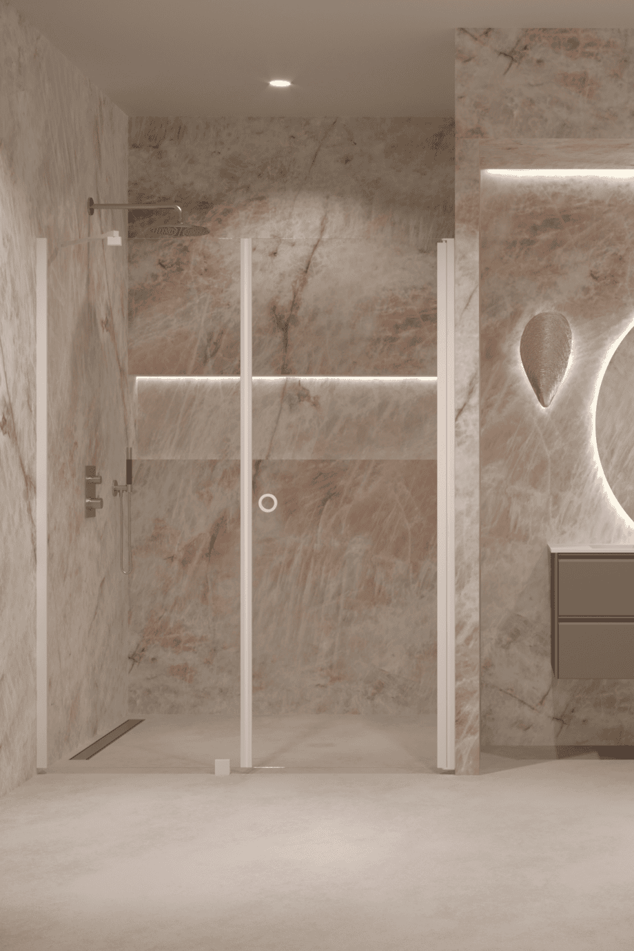 Alcove shower screen Hietakari Forma 317, white frame, super bright glass Alcove shower screen Hietakari Forma 317, white frame, super bright glass