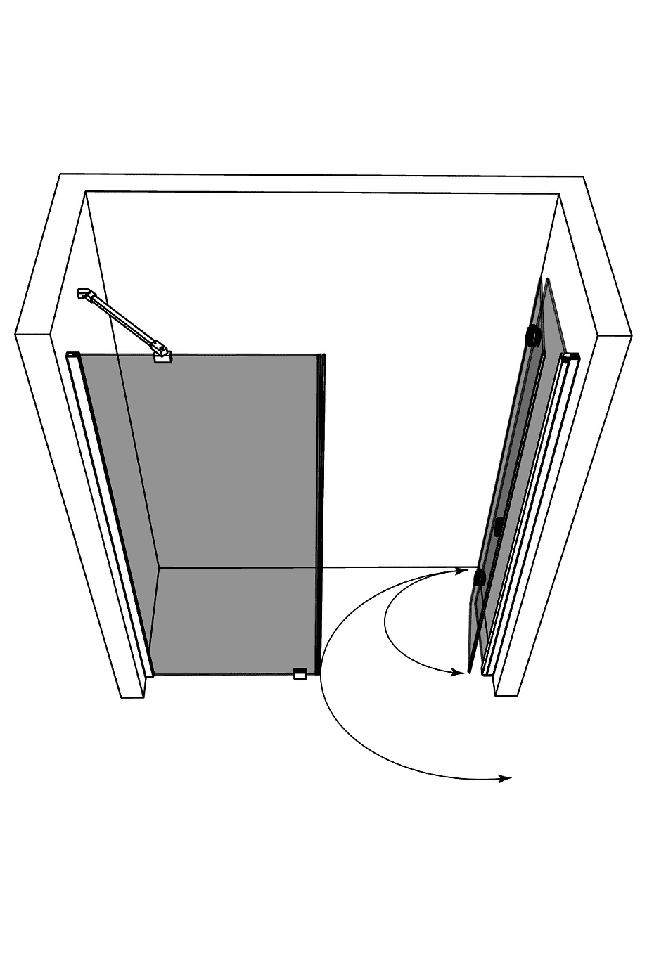 Alcove shower screen Hietakari Forma 318, fixed wall + folding door – 4