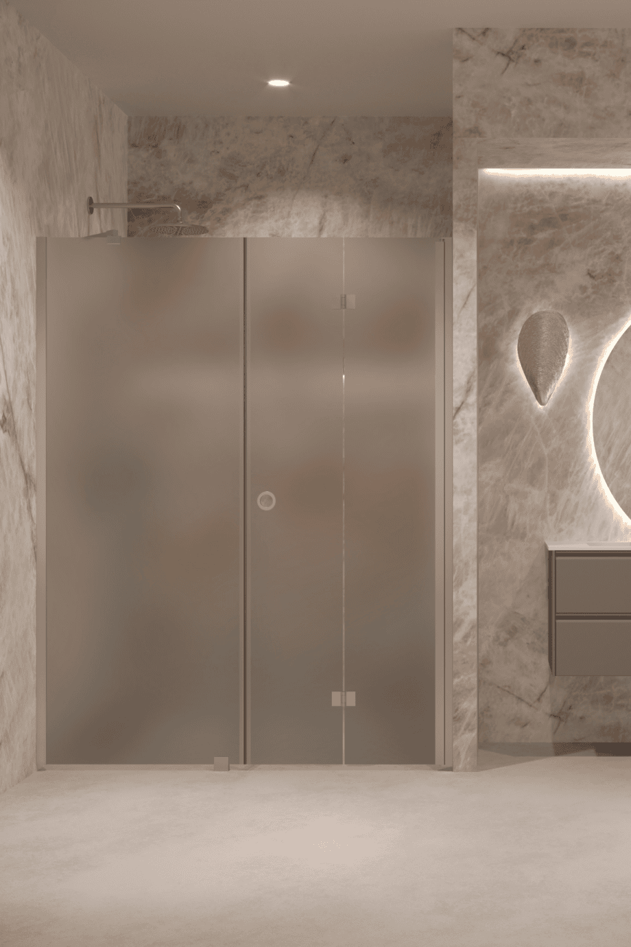 Alcove shower screen Hietakari Forma 318, aluminium frame, grey satin glass Alcove shower screen Hietakari Forma 318, aluminium frame, grey satin glass