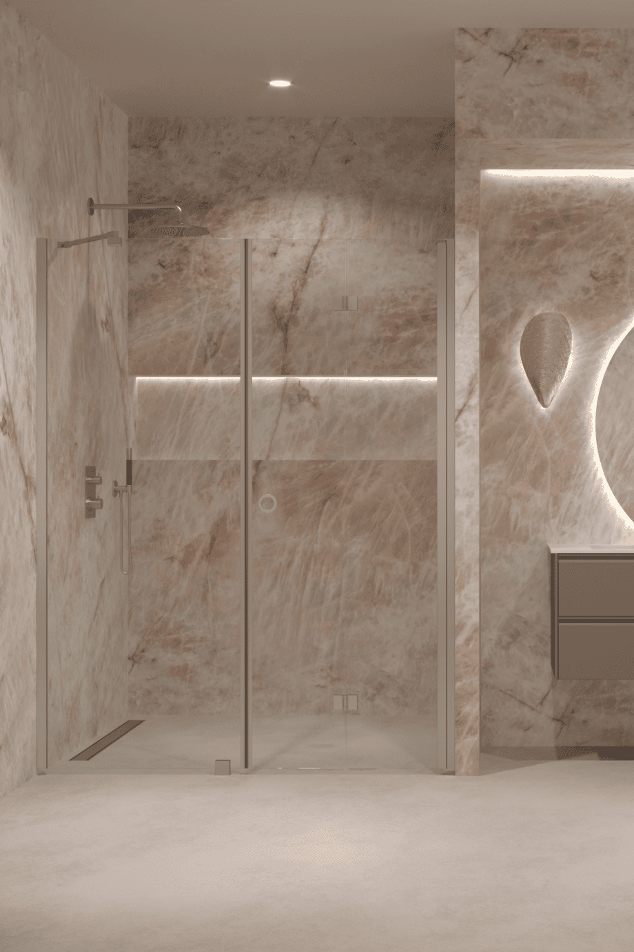Alcove shower screen Hietakari Forma 318, aluminium frame, clear glass Alcove shower screen Hietakari Forma 318, aluminium frame, clear glass
