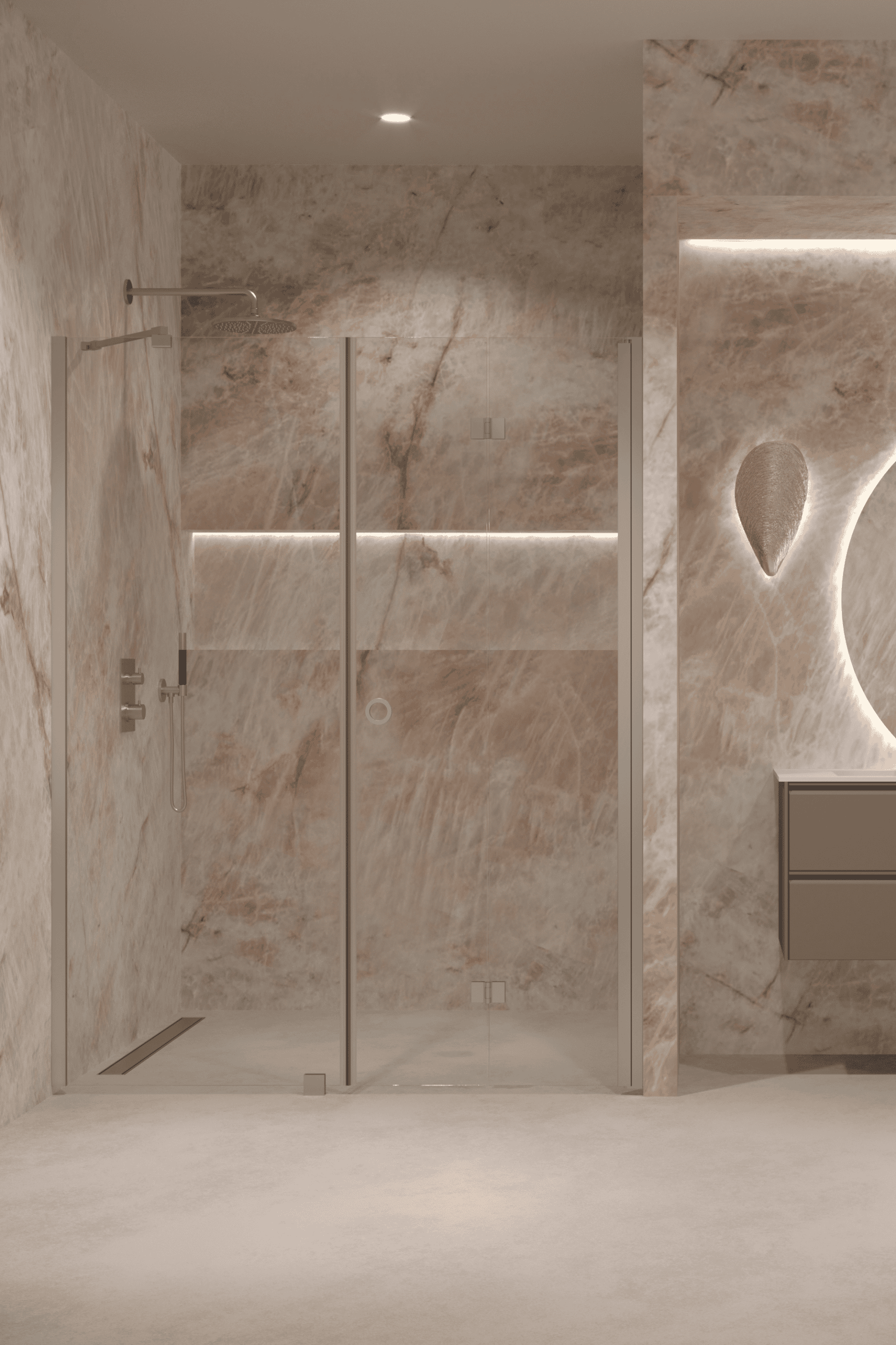 Alcove shower screen Hietakari Forma 318, aluminium frame, clear glass Alcove shower screen Hietakari Forma 318, aluminium frame, clear glass