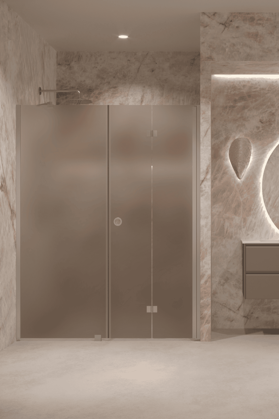 Alcove shower screen Hietakari Forma 318, aluminium frame, brown satin glass Alcove shower screen Hietakari Forma 318, aluminium frame, brown satin glass