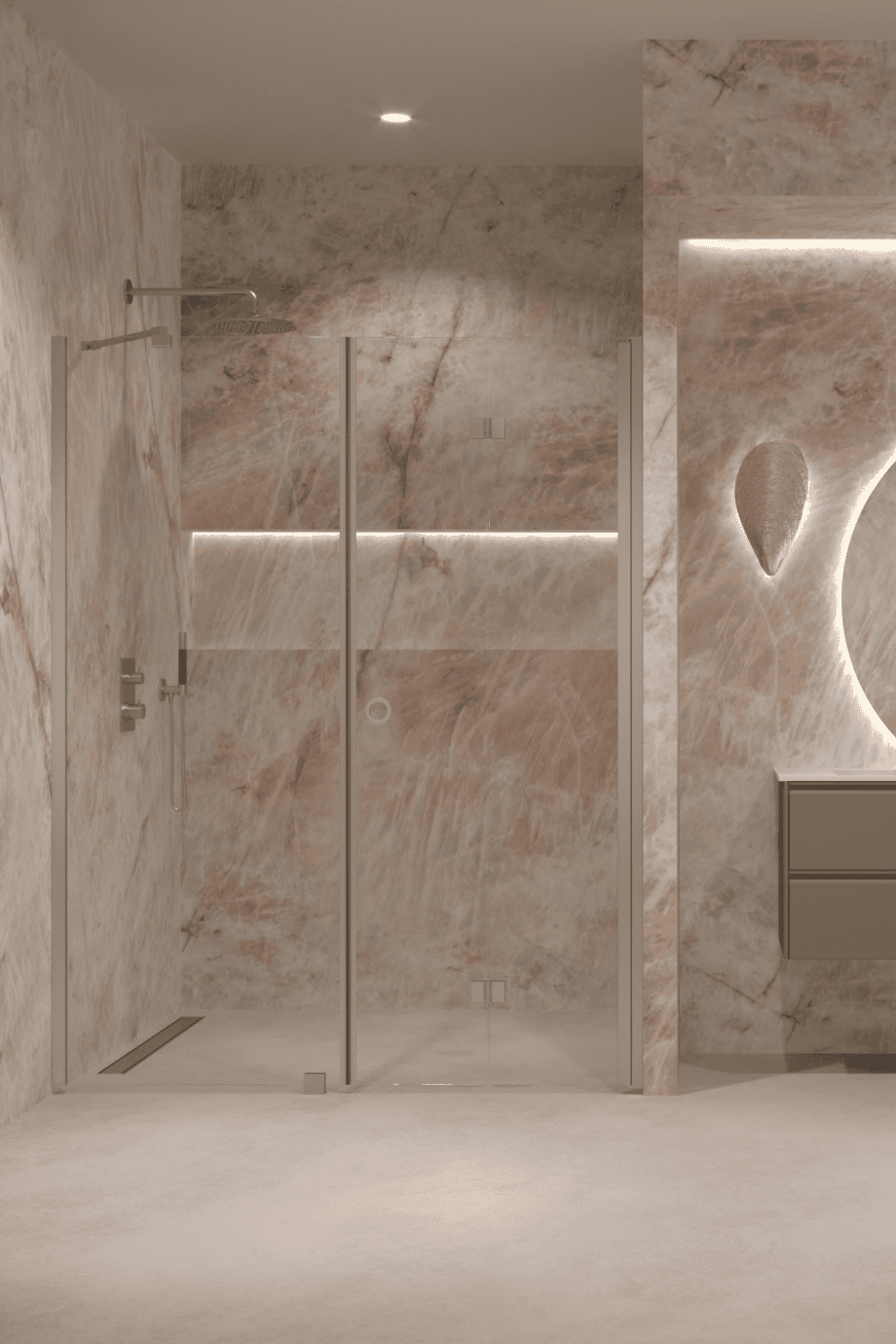 Alcove shower screen Hietakari Forma 318, aluminium frame, super bright glass Alcove shower screen Hietakari Forma 318, aluminium frame, super bright glass