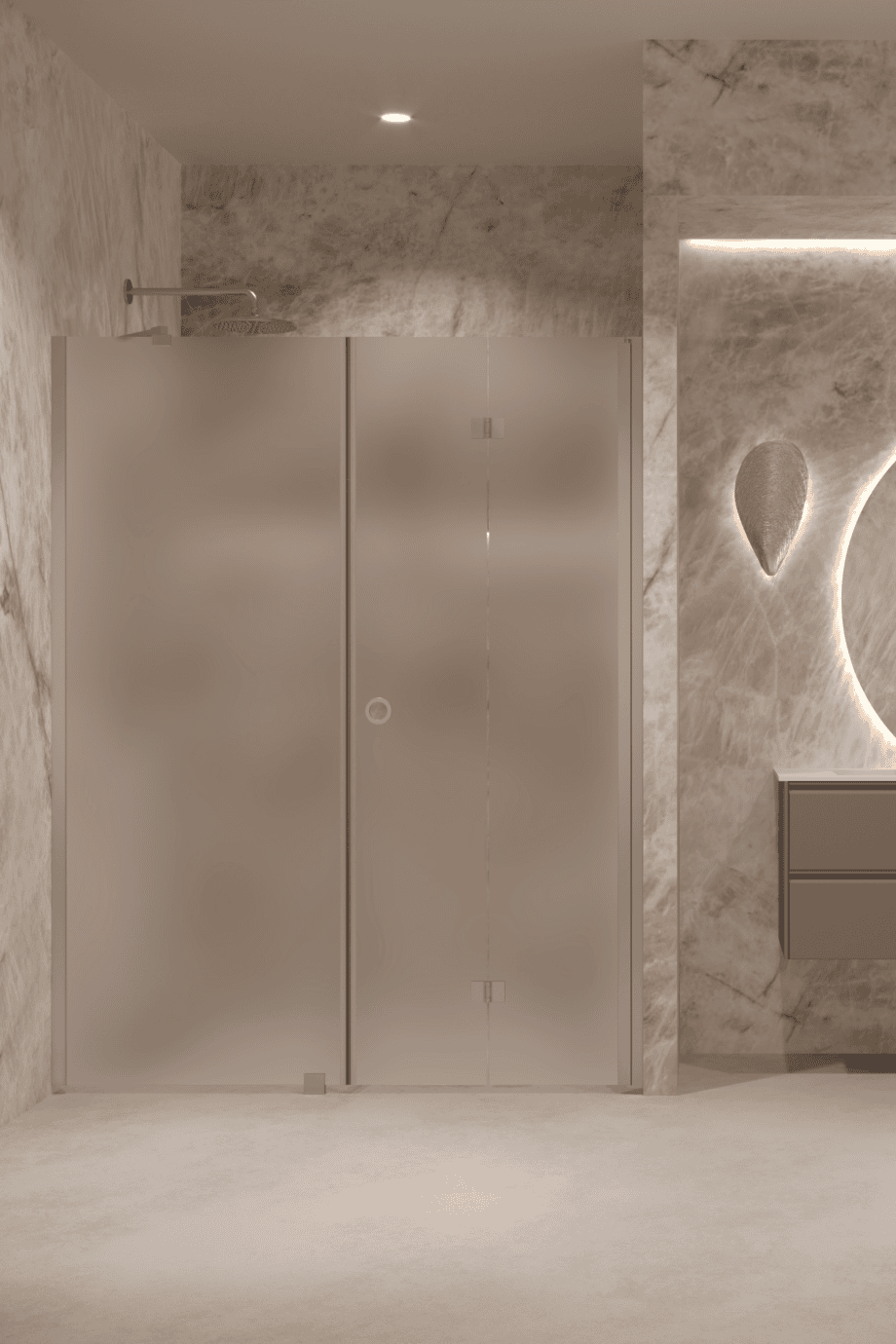 Alcove shower screen Hietakari Forma 318, aluminium frame, super bright satin glass Alcove shower screen Hietakari Forma 318, aluminium frame, super bright satin glass