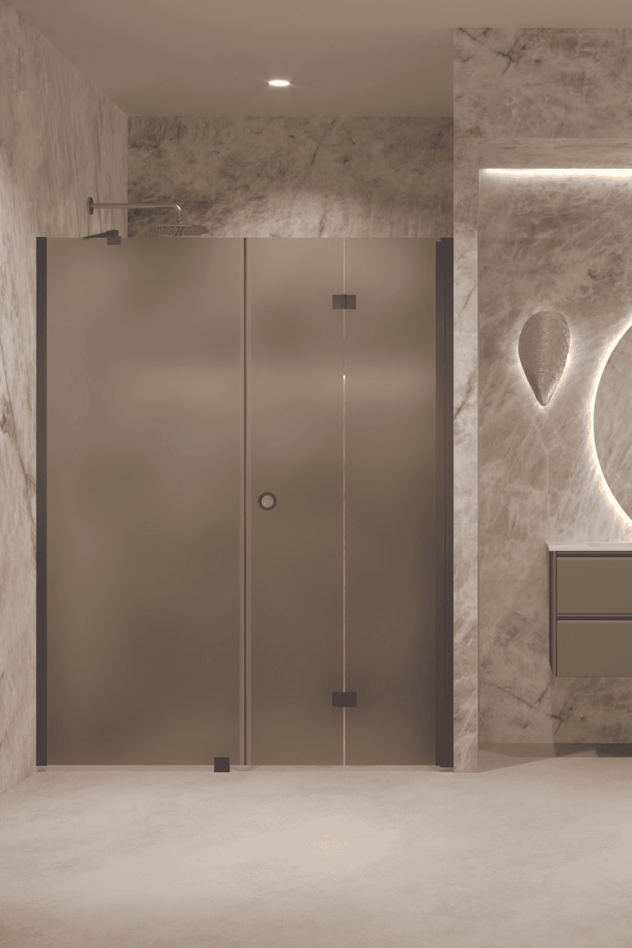 Alcove shower screen Hietakari Forma 318, Cocoa frame, brown satin glass Alcove shower screen Hietakari Forma 318, Cocoa frame, brown satin glass