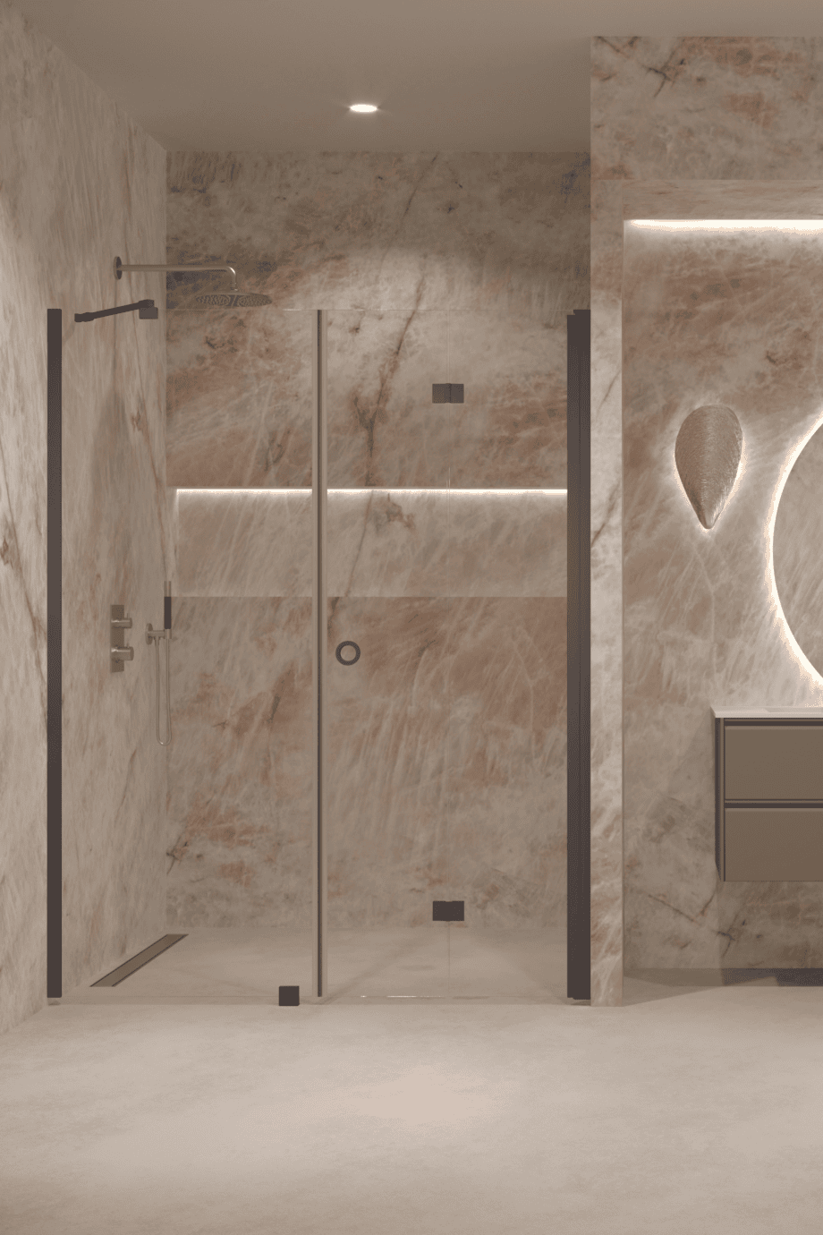 Alcove shower screen Hietakari Forma 318, Cocoa frame, super bright glass Alcove shower screen Hietakari Forma 318, Cocoa frame, super bright glass