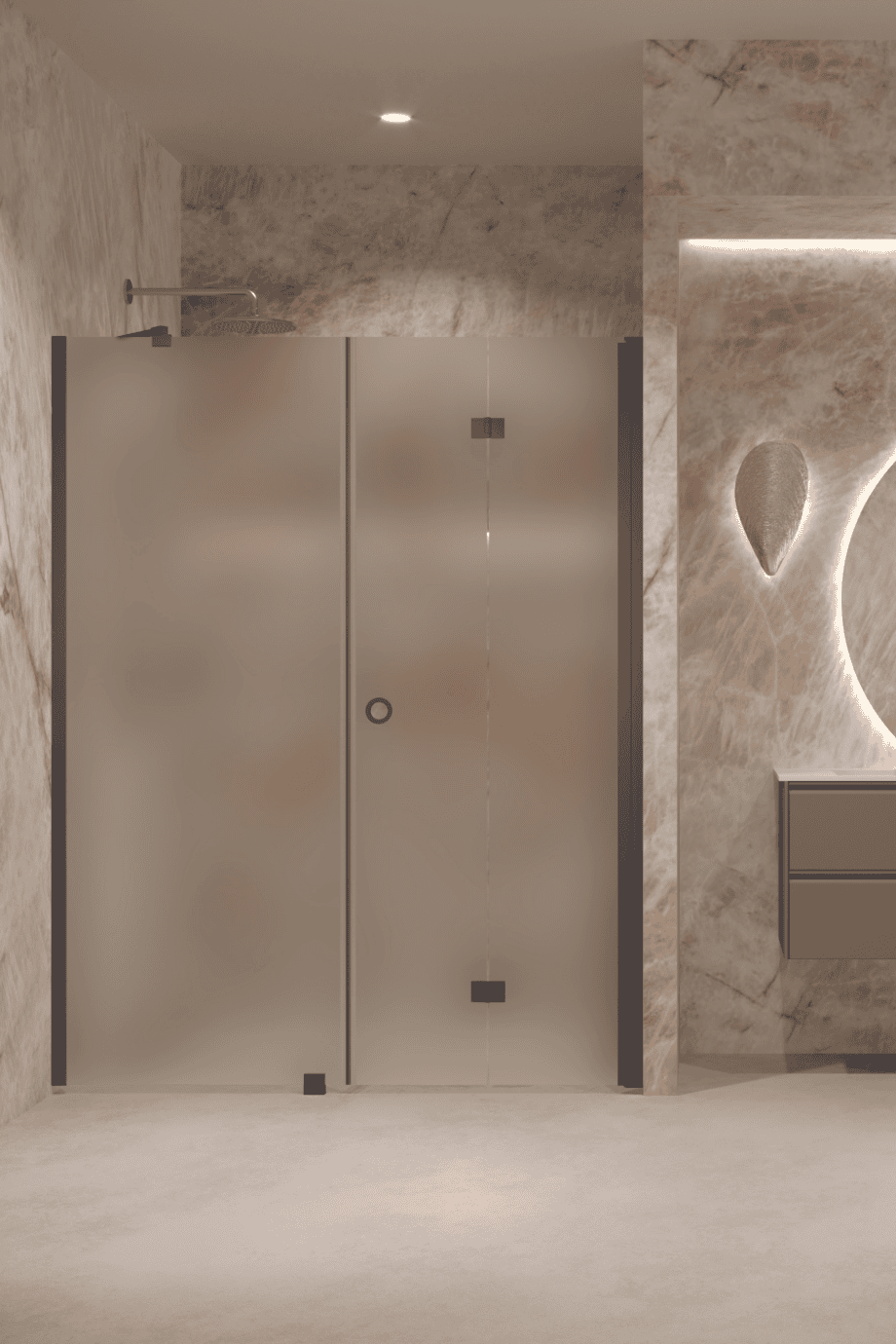 Alcove shower screen Hietakari Forma 318, Cocoa frame, super bright satin glass Alcove shower screen Hietakari Forma 318, Cocoa frame, super bright satin glass