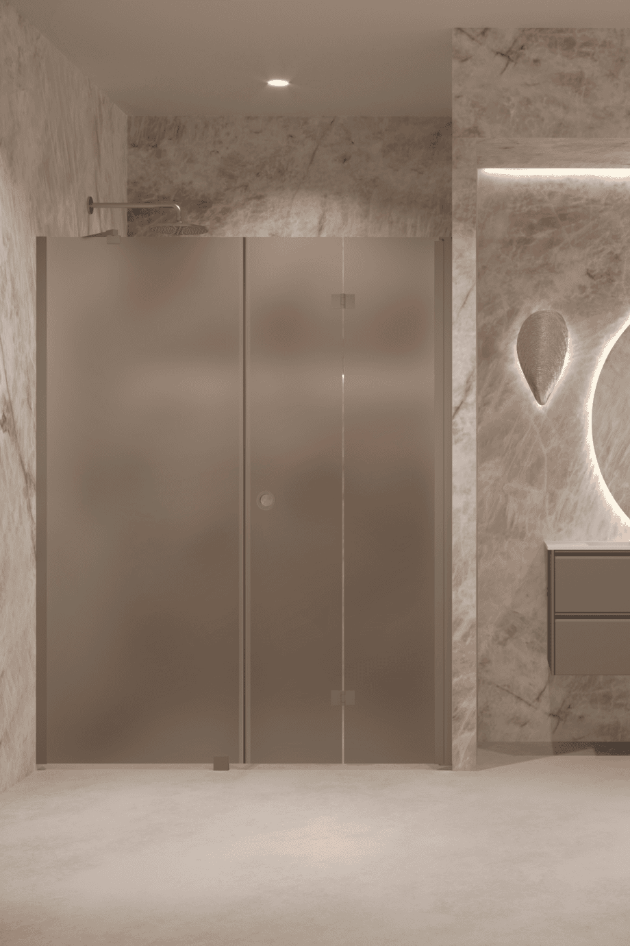 Alcove shower screen Hietakari Forma 318, Mocha frame, brown satin glass Alcove shower screen Hietakari Forma 318, Mocha frame, brown satin glass
