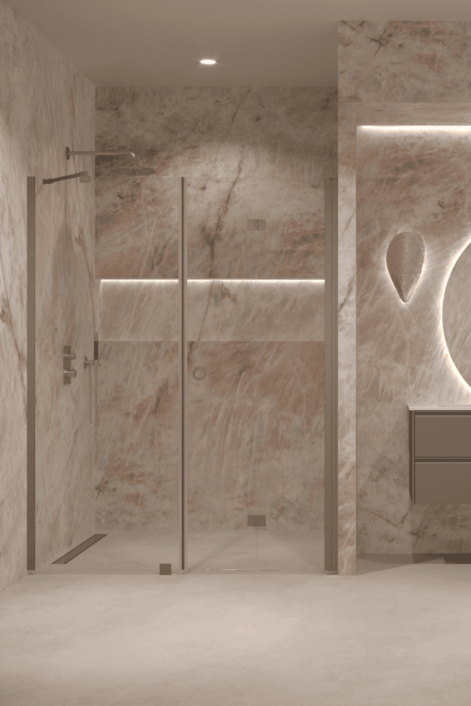 Alcove shower screen Hietakari Forma 318, Mocha frame, super bright glass Alcove shower screen Hietakari Forma 318, Mocha frame, super bright glass