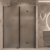 Alcove shower screen Hietakari Forma 318, black frame, grey satin glass Alcove shower screen Hietakari Forma 318, black frame, grey satin glass