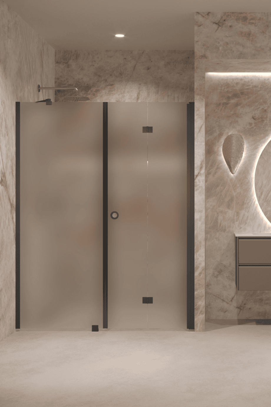 Alcove shower screen Hietakari Forma 318, black frame, satin frosted glass Alcove shower screen Hietakari Forma 318, black frame, satin frosted glass