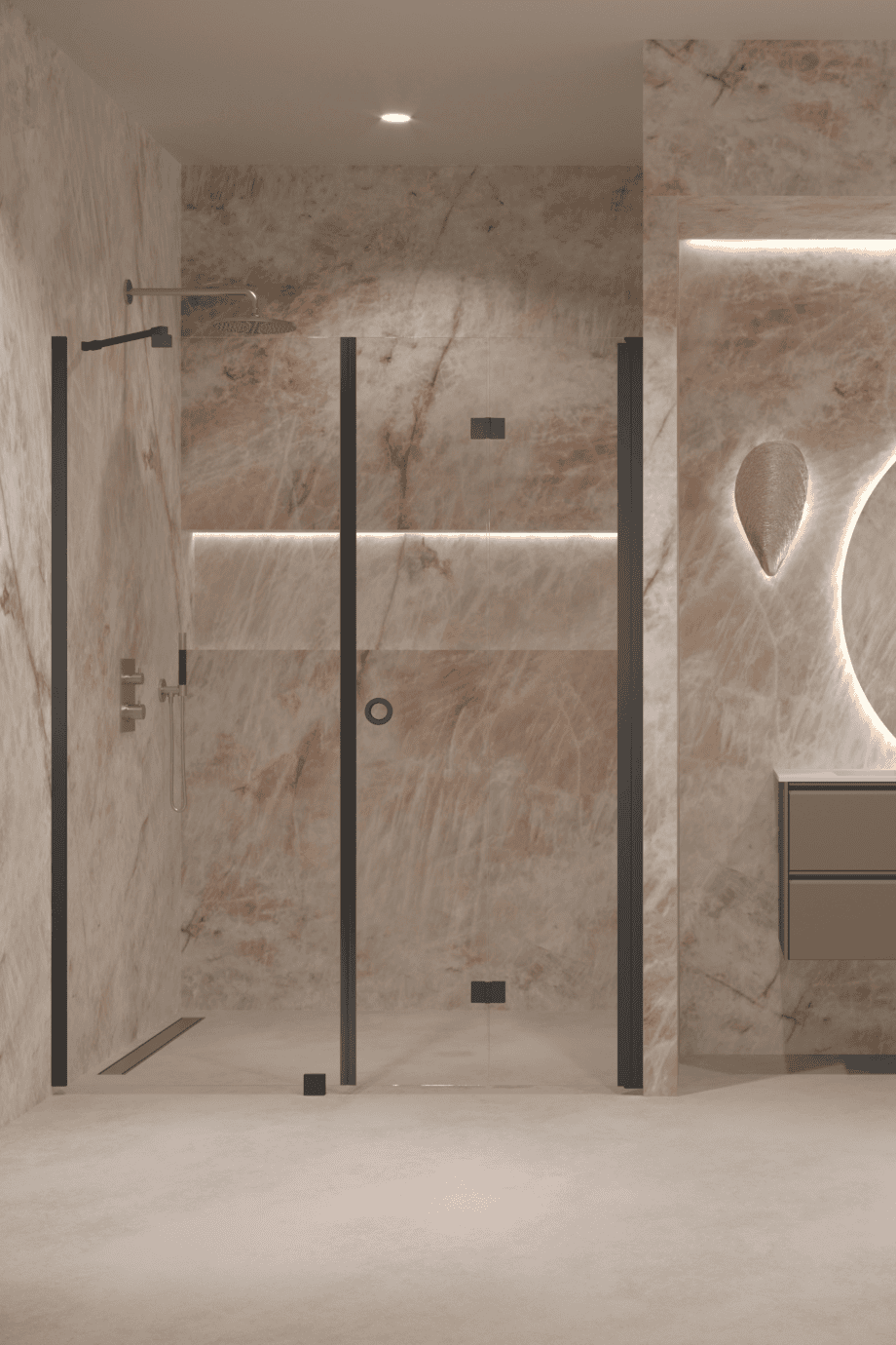 Alcove shower screen Hietakari Forma 318, black frame, super bright glass Alcove shower screen Hietakari Forma 318, black frame, super bright glass