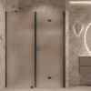 Alcove shower screen Hietakari Forma 318, black frame, super bright satin glass Alcove shower screen Hietakari Forma 318, black frame, super bright satin glass