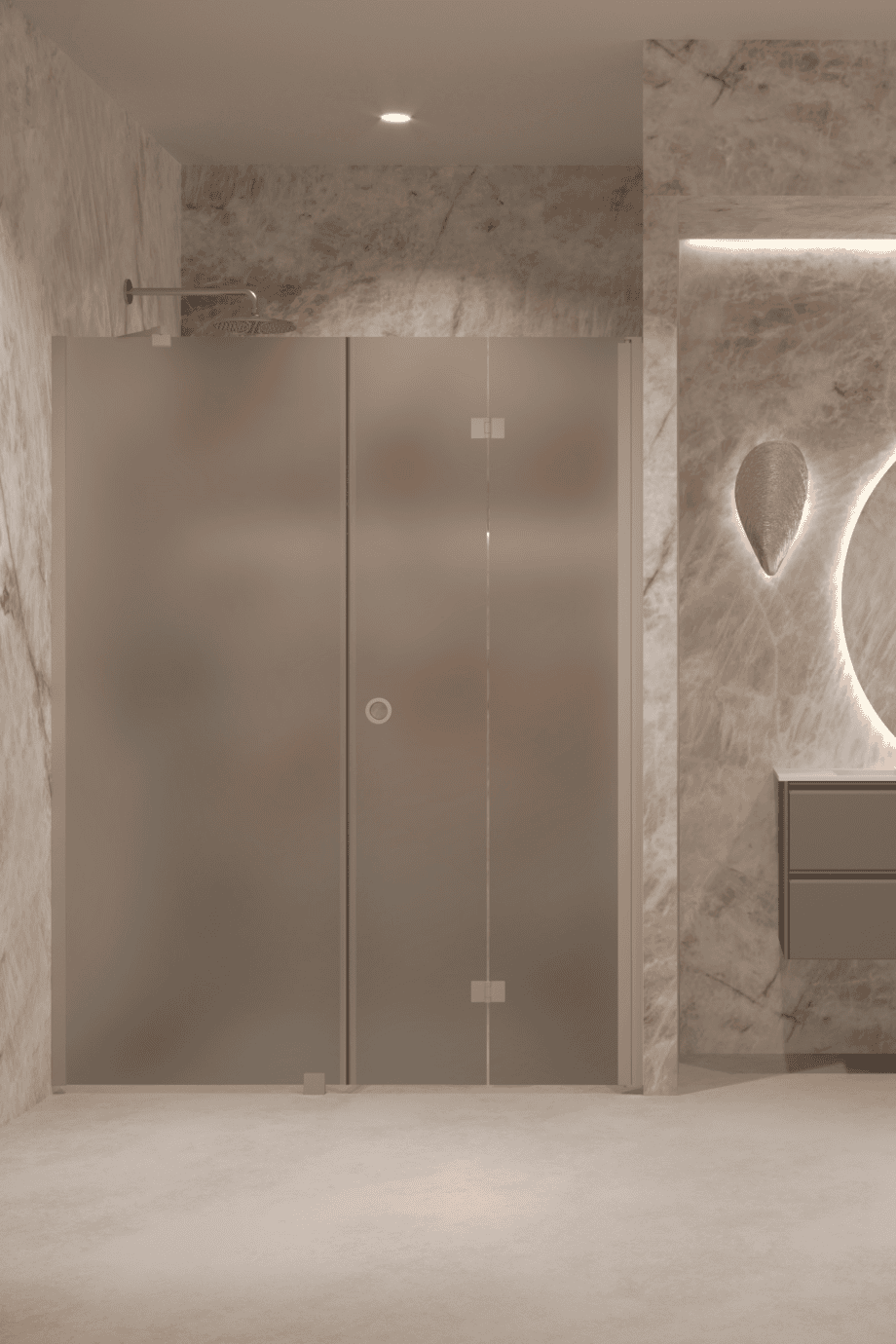 Alcove shower screen Hietakari Forma 318, Sand frame, grey satin glass Alcove shower screen Hietakari Forma 318, Sand frame, grey satin glass