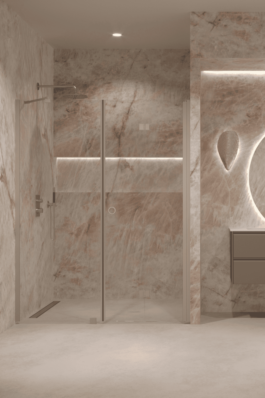 Alcove shower screen Hietakari Forma 318, fixed wall + folding door – view 7 Alcove shower screen Hietakari Forma 318, fixed wall + folding door – 7