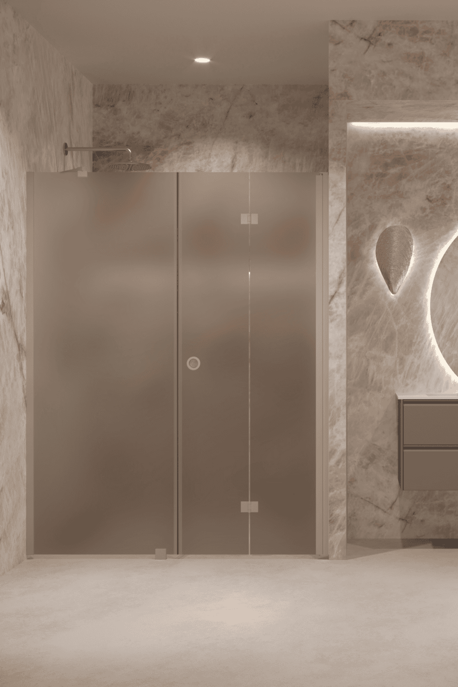 Alcove shower screen Hietakari Forma 318, Sand frame, brown satin glass Alcove shower screen Hietakari Forma 318, Sand frame, brown satin glass
